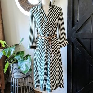 H&M green and white striped dress